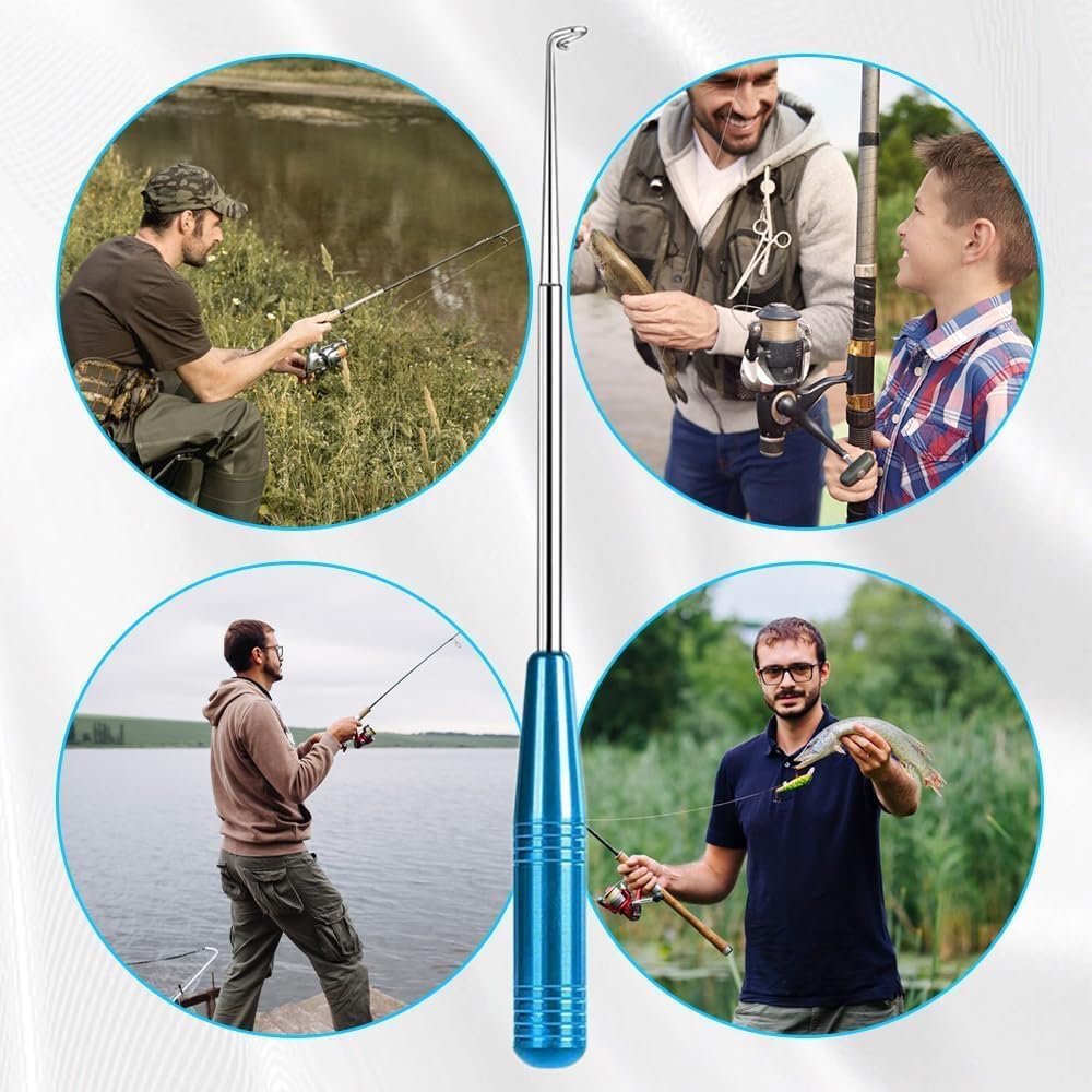 Fishing Hook Quick Removal Device, Stainless Steel Dehooking Fish Picker Fish Hook Remover Tool, Hook Extractor Accessories Tools with Storage Tube Fish Hook Disconnect Device